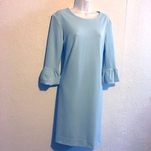 Retro Ruffle Sleeve Baby Blue Dress L